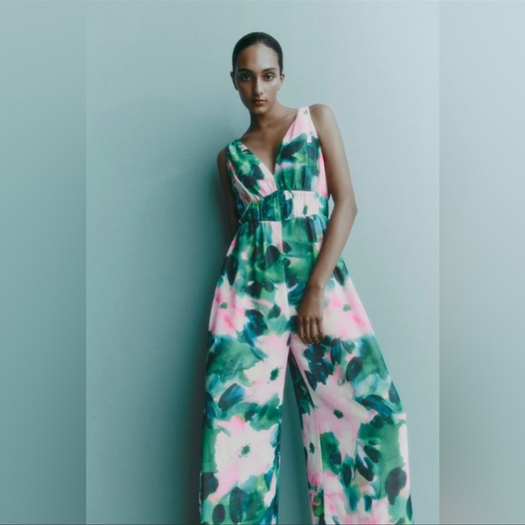 ZARA FLORAL PRINT JUMPSUIT - Picture 7 of 11